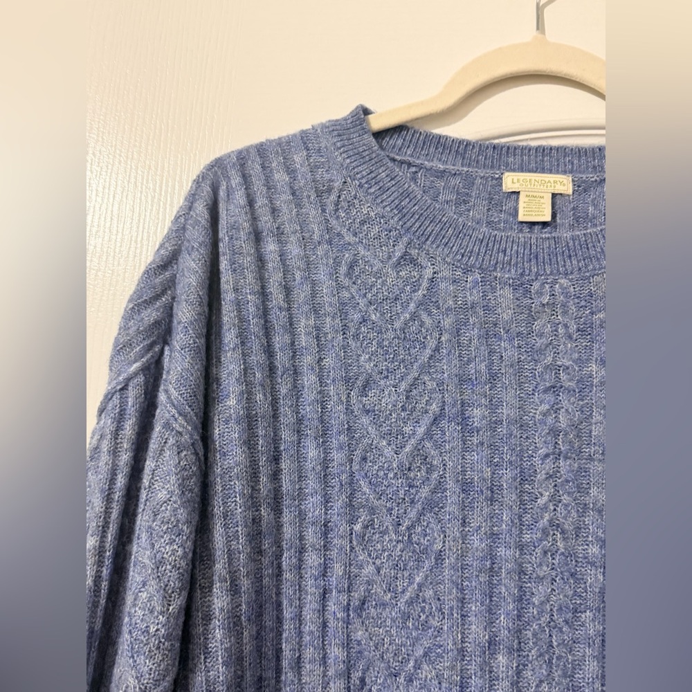 Women’s Blue Cable Knit Sweater - Picture 3 of 7